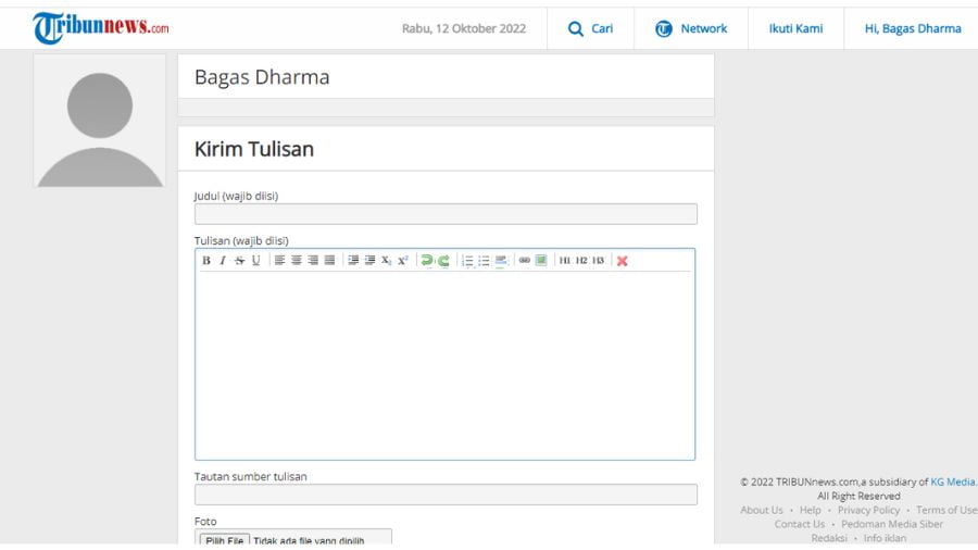cara upload berita ke tribunnews